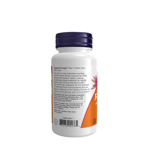 Now Foods Folsav 800mcg + 25mcg B-vitamin - Folic Acid with B-12 250 Tabletta