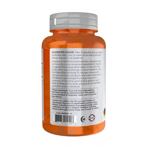 Now Foods Arginin & Ornitin (Arginine & Ornithine) 500/250 mg - Aminosav keverék 100 Kapszula