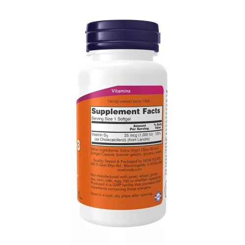 Now Foods D-vitamin 1000 NE 180 Lágykapszula