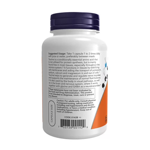Now Foods Dupla Erősségű Taurine 1000 mg 100 Kapszula
