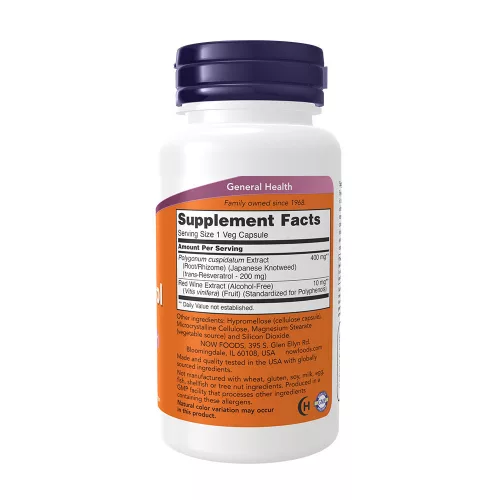 Now Foods Természetes Resveratrol 200 mg 60 Veg Kapszula