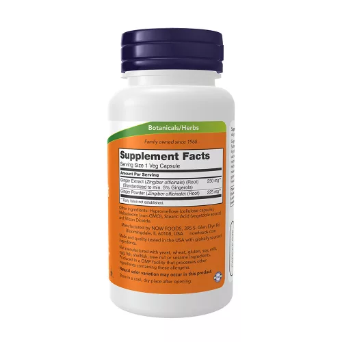 Now Foods Gyömbér Gyökér Kivonat 250 mg - Ginger Root Extract 250 mg 90 Kapszula