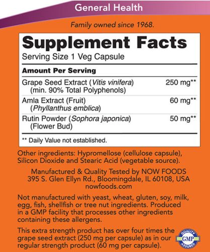 Now Foods Grape Seed 250 mg - Szőlőmag Kivonat 90 Veg Kapszula