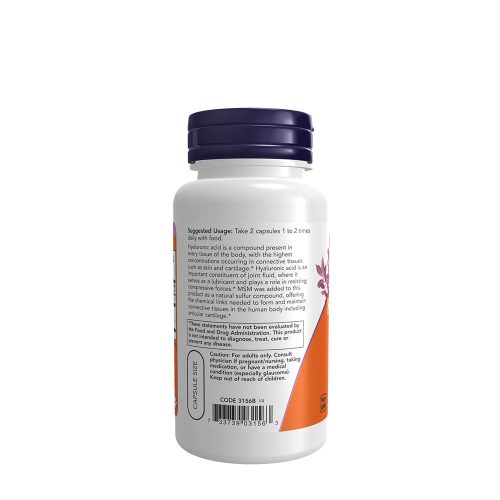Now Foods Hialuronsav és MSM kapszula - Hyaluronic Acid with MSM 60 Veg Kapszula