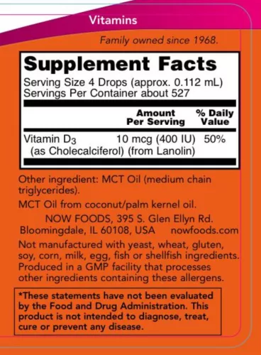 Now Foods Folyékony D-vitamin 59 ml