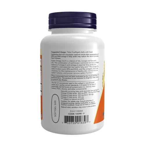 Now Foods Super Omega 3-6-9 1200 mg 90 Lágykapszula