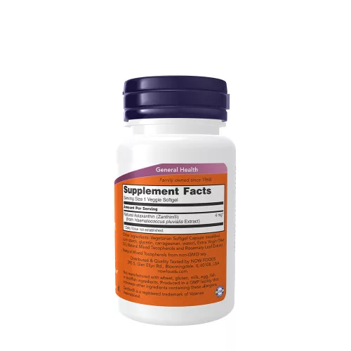 Now Foods Asztaxantin 4 mg 60 Lágykapszula