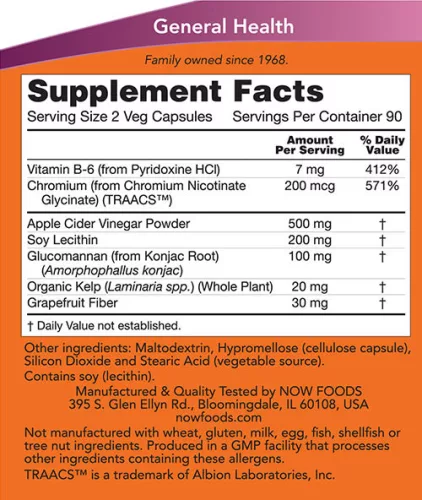 Now Foods Cider Vinegar - Almaborecet 180 Kapszula