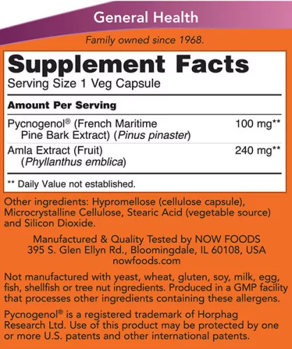 Now Foods Pycnogenol 100 mg 60 Veg Kapszula