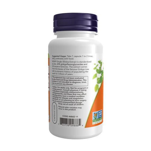 Now Foods Ginkgo Biloba - Páfrányfenyő Kivonat 60 mg 60 Veg Kapszula