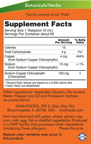 Now Foods Folyékony Klorofill - Chlorophyll Liquid 473 ml