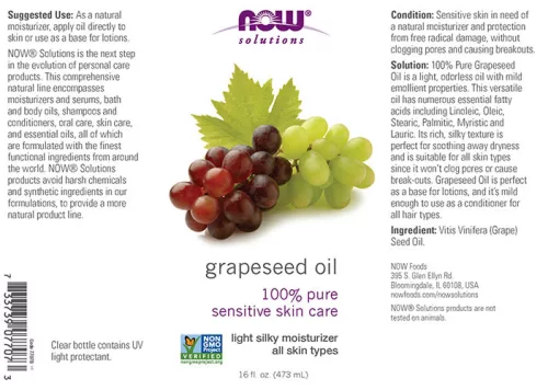 Now Foods Grapeseed Oil - Bőrápoló Krém Szőlőmag Kivonattal 473 ml