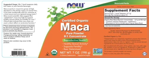 Now Foods Tiszta Maca por (Organikus) - Maca Pure Powder, Organic 198 g