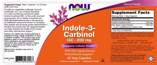 Now Foods Indol-3-karbinol (I3C) 200 mg 60 Veg Kapszula