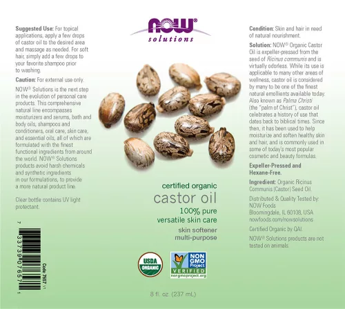 Now Foods Castor Oil, Organic - Természetes Ricinusolaj 237 ml