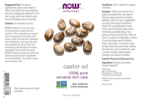 Now Foods Castor Oil, Organic - Természetes Ricinusolaj 473 ml