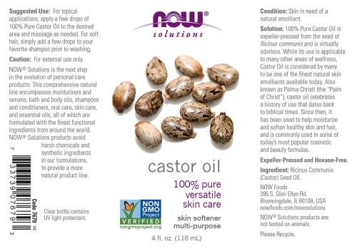 Now Foods Castor Oil, Organic - Természetes Ricinusolaj 118 ml