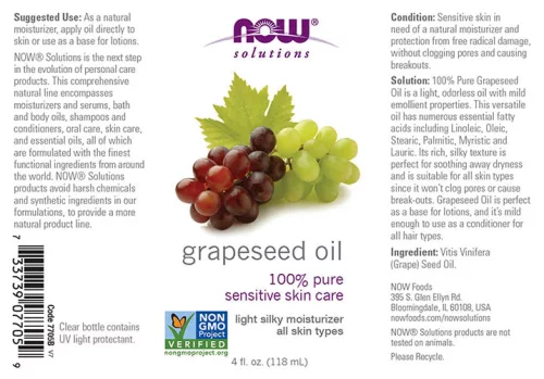 Now Foods Grapeseed Oil - Bőrápoló Krém Szőlőmag Kivonattal 118 ml