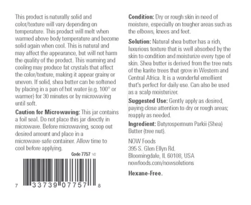 Now Foods Shea Vaj 454 g