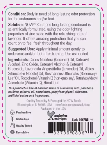 Now Foods Levendula Illatú Elnyújtott Hatású Dezodor 62 g