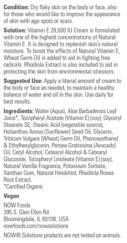 Now Foods E-vitamin Krém 118 ml