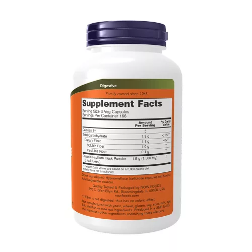 Now Foods Psyllium Husk – Útifűmaghéj 500 mg 500 Veg Kapszula