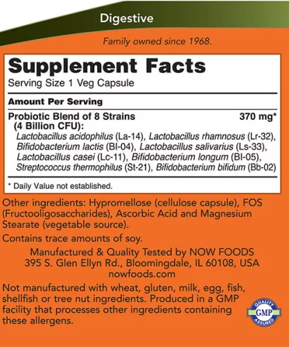Now Foods Gr8-Dophilus - Emésztést Támogató Készítmény 60 Kapszula