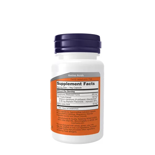 Now Foods Glutathione 500 mg - Glutation 30 Veg Kapszula