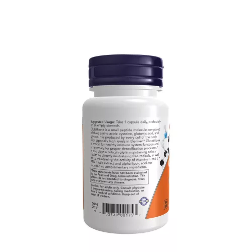 Now Foods Glutathione 500 mg - Glutation 30 Veg Kapszula
