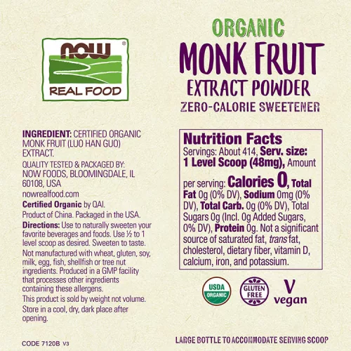 Now Foods Monk Fruit Extract - Nulla Kalóriatartalmú Édesítőszer 19.85 g