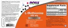 Now Foods L-metionin 500 mg kapszula - L-Methionine 100 Kapszula