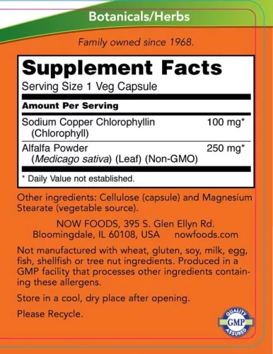 Now Foods Klorofill 100 mg kapszula - Chlorophyll 90 Veg Kapszula