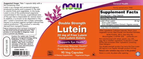 Now Foods Extra Erős Lutein kapszula - Lutein, Double Strength 20 mg 90 Veg Kapszula