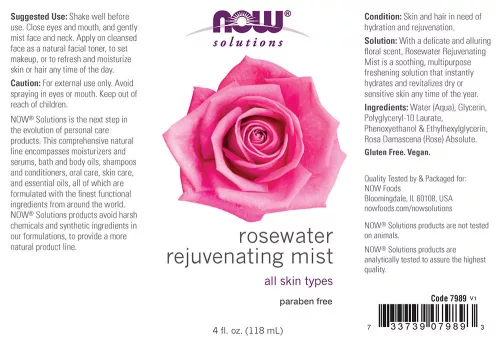 Now Foods Rózsavizes Hidratáló spray - Rosewater Rejuvenating Mist 118 ml