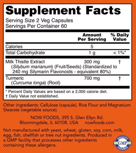 Now Foods Máriatövis Kivonat 150 mg Szilimarin (120 mg) 120 Veg Kapszula