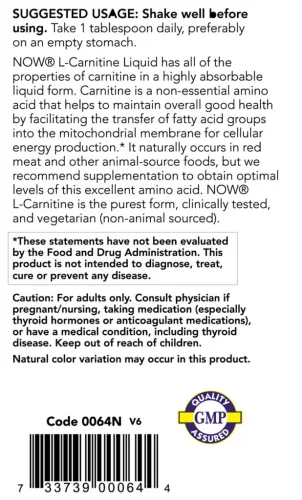 Now Foods Folyékony L-karnitin - L-Carnitine, Triple Strength Liquid 473 ml