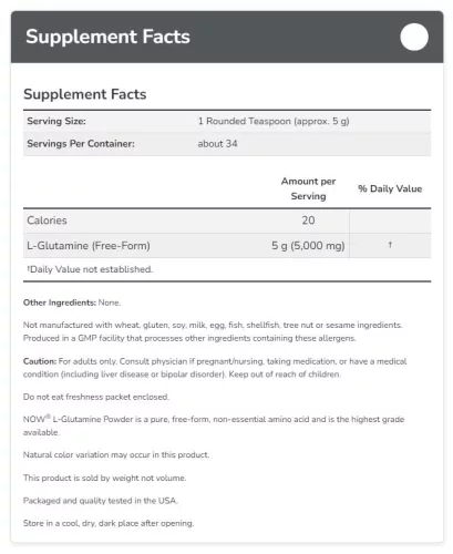 Now Foods L-Glutamine Powder 1000 g