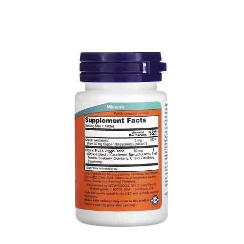 Now Foods Copper Glycinate 3 mg 120 Tabletta