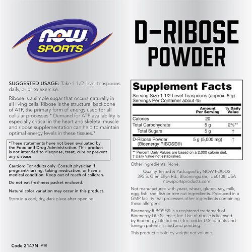 Now Foods D-Ribose Powder 227 g