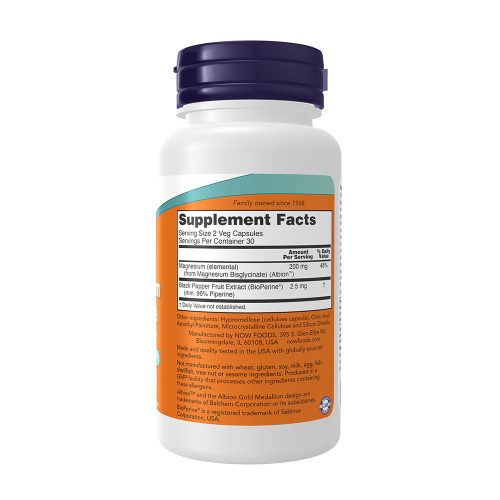 Now Foods Magnesium Glycinate with BioPerine® 60 Kapszula