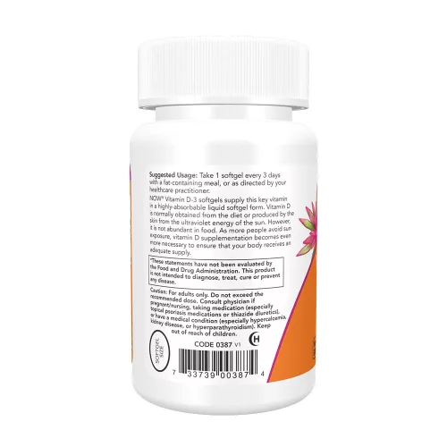Now Foods D-vitamin 10000 NE 30 Lágykapszula
