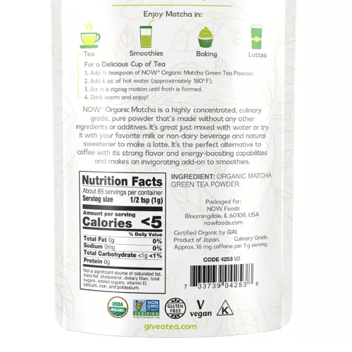 Now Foods Organic Matcha Zöld Tea Por 3 Oz. 85 g