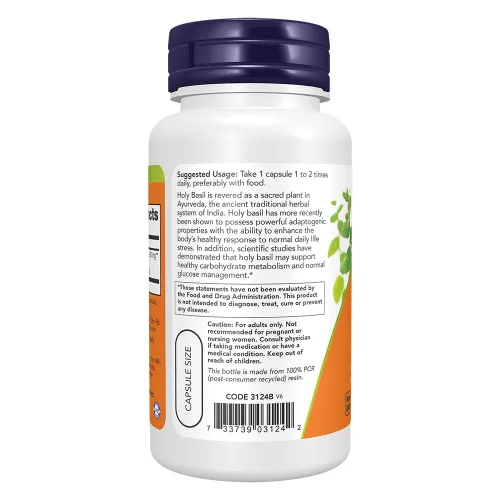 Now Foods Szent Bazsalikom Kivonat 500 mg - Holy Basil Extract 500 mg 90 Veg Kapszula