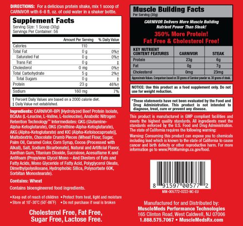 MuscleMeds Carnivor™ - Hidrolizált Marhafehérje 56 Adag 1624 g