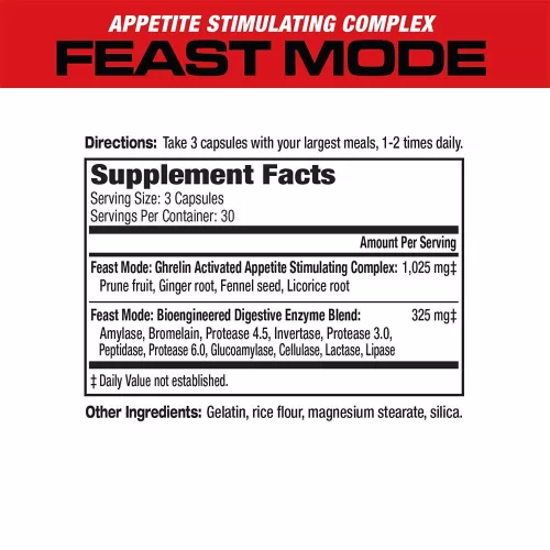 MuscleMeds Testsúly Növelést Segítő Formula - Feast Mode (Appetite Stimulant) 90 Kapszula