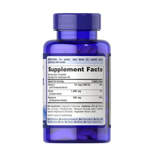Puritan's Pride Kalcium, Magnézium és D-vitamin 120 Kapszula