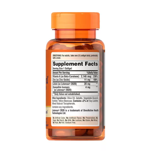 Puritan's Pride Lutein Szemvitamin lágykapszula - Látás Támogatása Karotinoidokkal 30 Lágykapszula