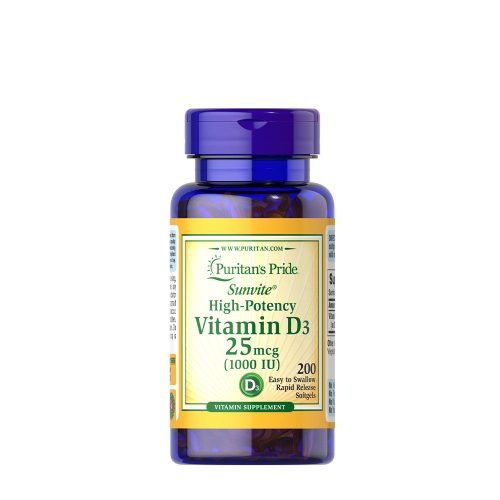 Puritan's Pride D3-vitamin 1000 NE (25 mcg) 200 Lágykapszula