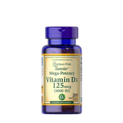 Puritan's Pride D3-vitamin 5000 NE 200 Lágykapszula