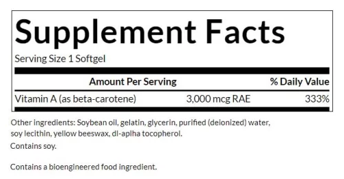 Swanson Beta-Carotene (Vitamin A) 100 Lágykapszula